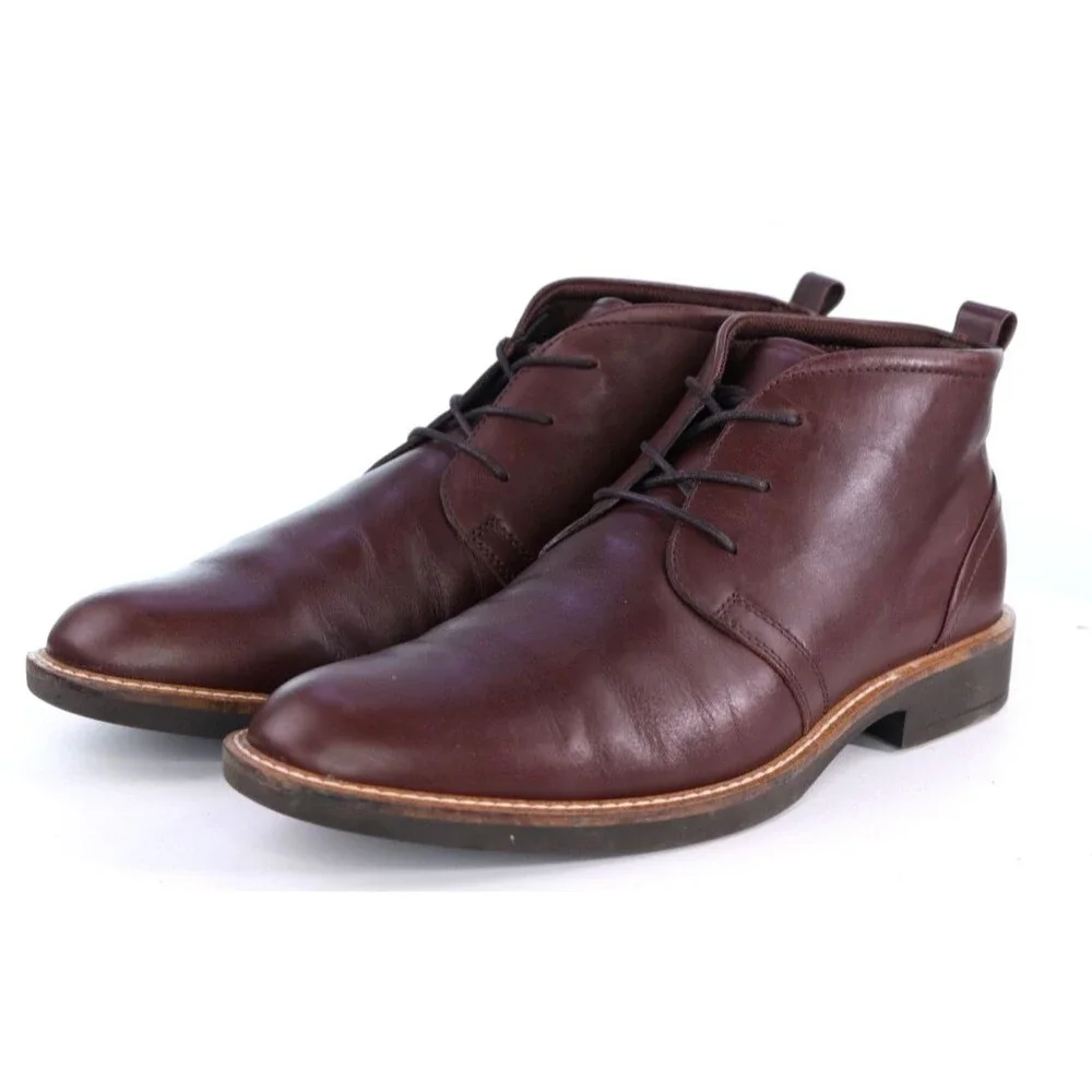 ECCO Biarritz $160 Men's Chukka Boots Size EU 42 US 11-11.5 Leather Brown